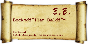 Bockmüller Balár névjegykártya